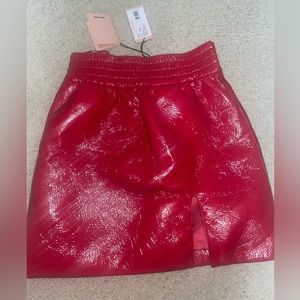 MIU MIU PATENT LEATHER RED SKIRT